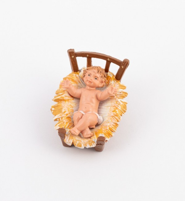 Bambino e culla per presepe colori tradizionali cm.10