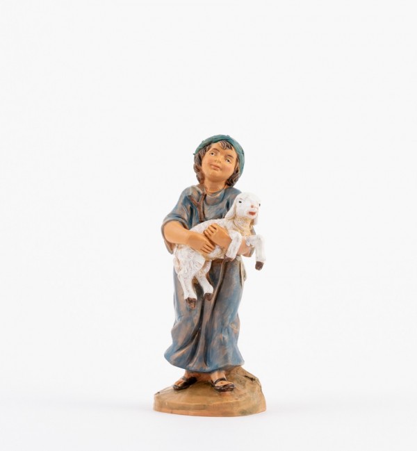 Pastore bambino con pecora (121) per presepe 12 cm