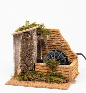 Mulino ad acqua funzionante (1822) per presepe 12 cm