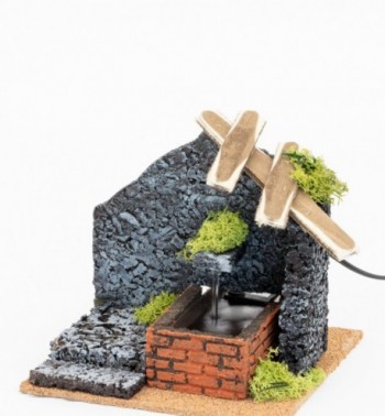 Fontana in legno funzionante (846) per presepe 12 cm 