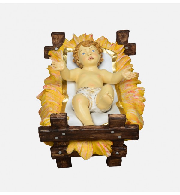 Bambinello Gesù nella culla per presepe 180 cm